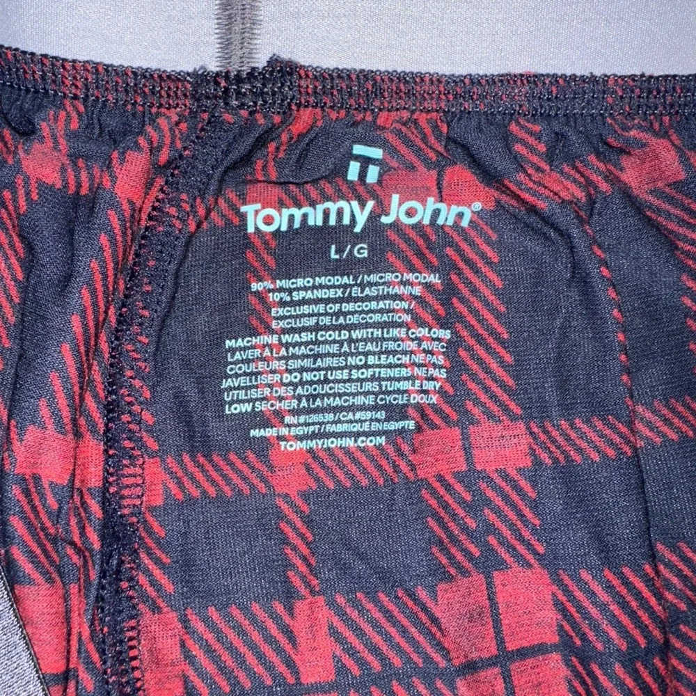 Tommy John Mens Red Navy Blue Plaid Second Skin Pajama Pants Sleepwear Large - Picture 4 of 6